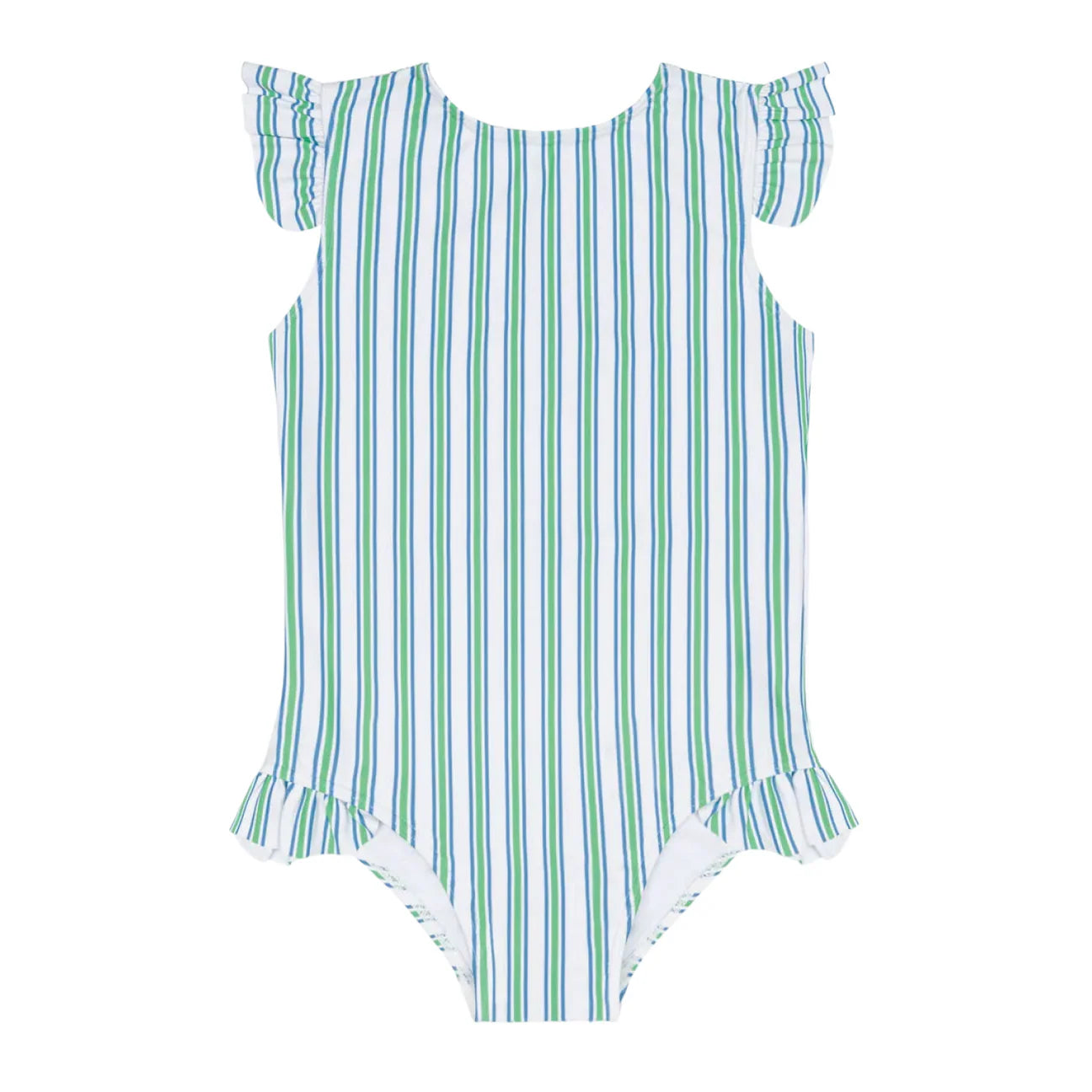 Girls Tamarin Stripe Ruffle Cap Sleeve Rashguard One Piece