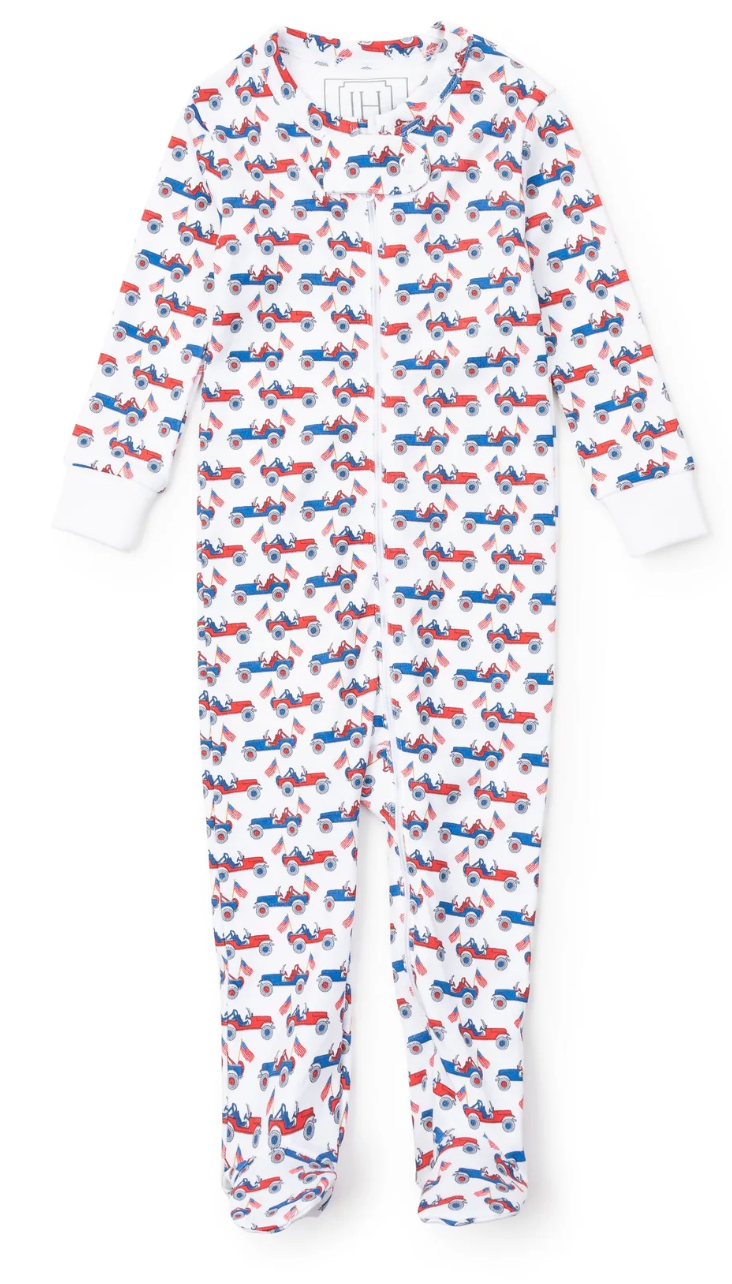 Parker Boys' Zipper Pajama - Patriotic Jeeps