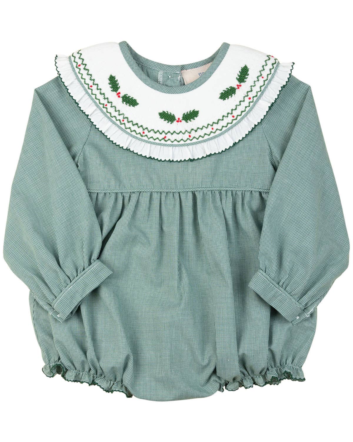 Holly Smocked Green Checked Bubble