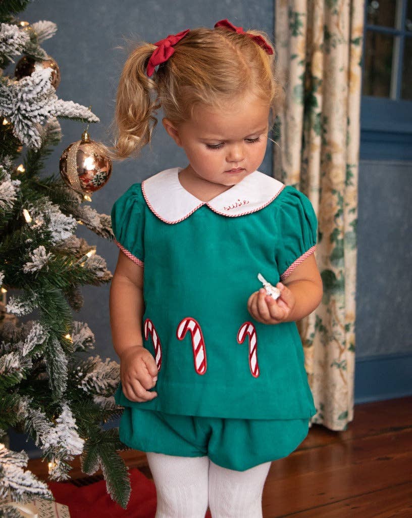 Candy Cane Applique Corduroy Bloomer Set
